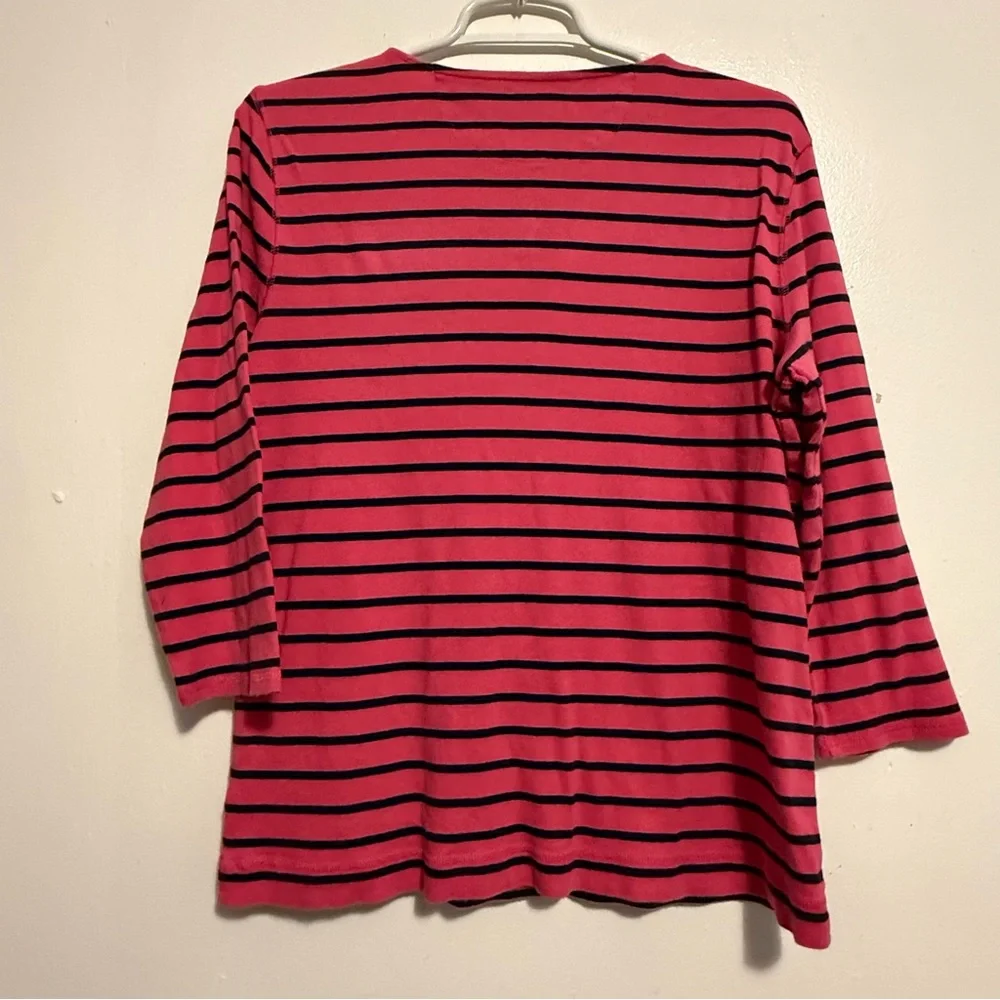 Lauren Ralph‎ Lauren Pink Striped Top Women’s Size XL Pullover LongSleeve - Picture 3 of 10